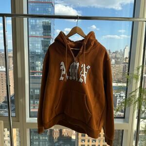 AMN Worldwide Zip Up Hoodie in Brown